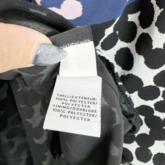 DIANE VON FURSTENBERG | Mikino Colorblock Pleated Dot Print Top Women’s Size 14 - Picture 9 of 10